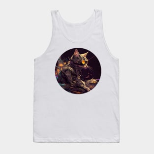 Cyberpunk Cat Thou Shalt Not try Me - Love Cats Tank Top